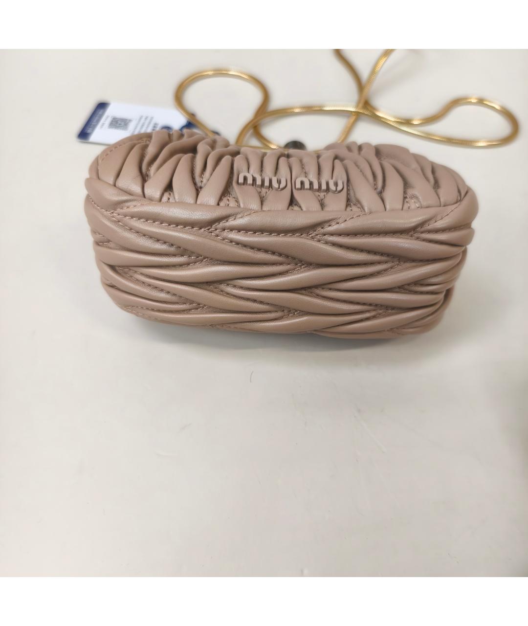 MIU MIU Бежевая кожаная сумка через плечо, фото 9