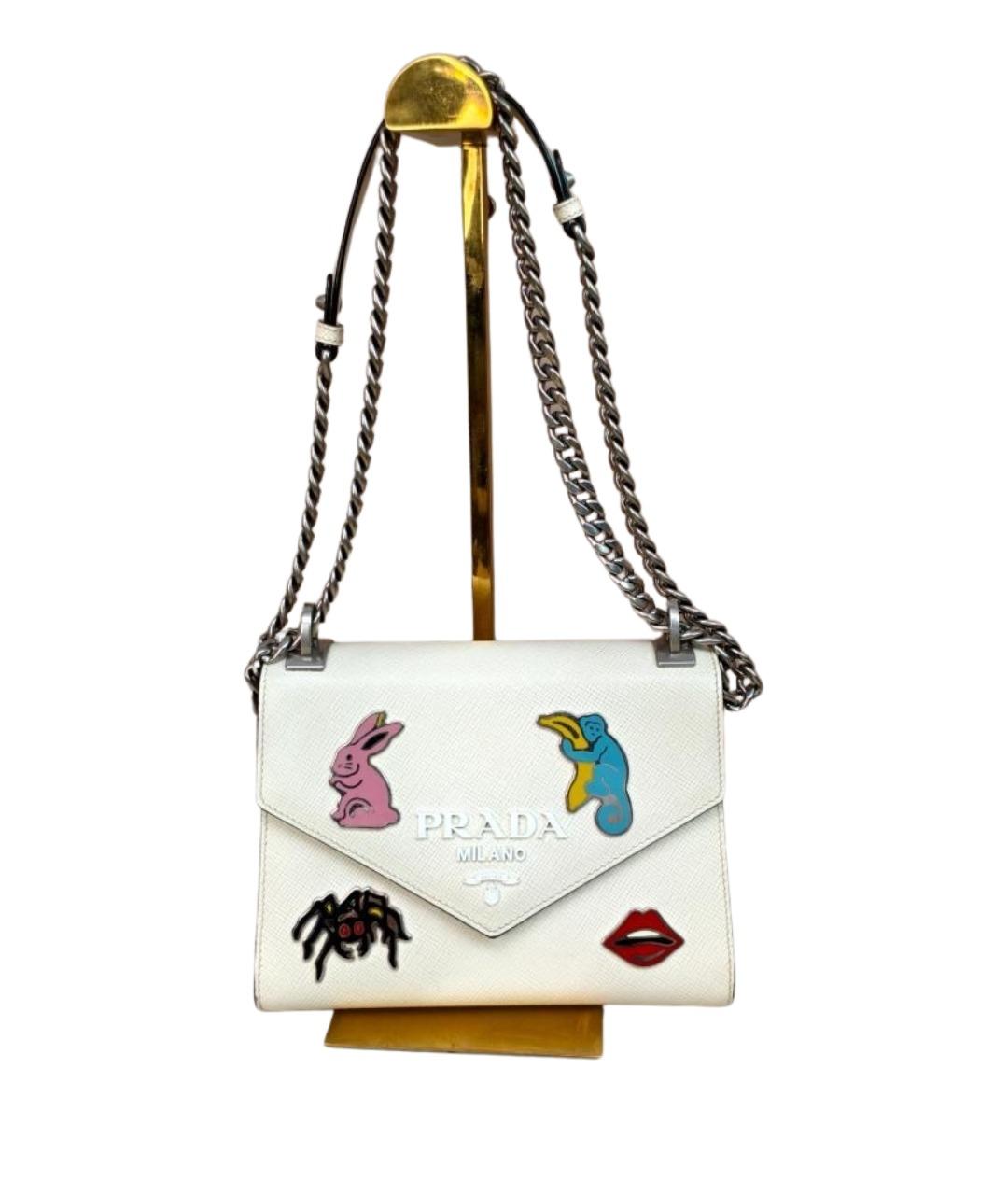 PRADA Белая кожаная сумка через плечо, фото 7