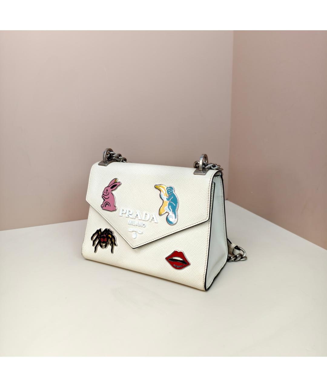 PRADA Белая кожаная сумка через плечо, фото 4