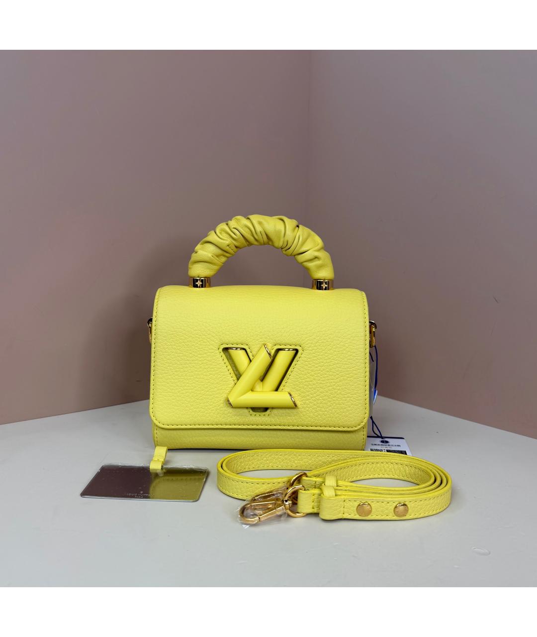 LOUIS VUITTON Желтая кожаная сумка с короткими ручками, фото 10