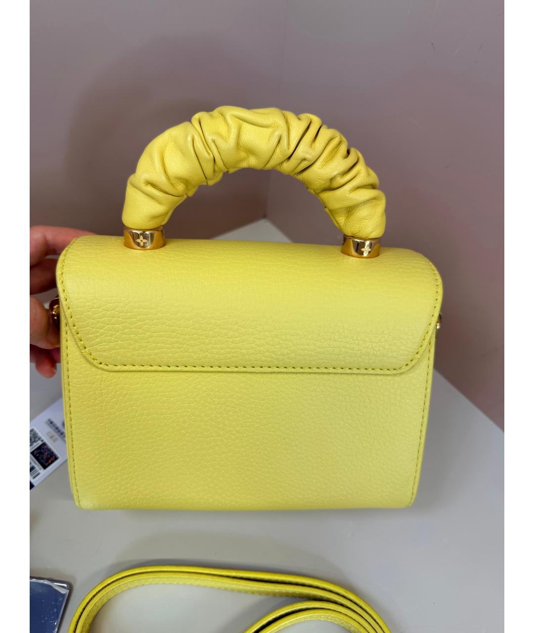 LOUIS VUITTON Желтая кожаная сумка с короткими ручками, фото 5