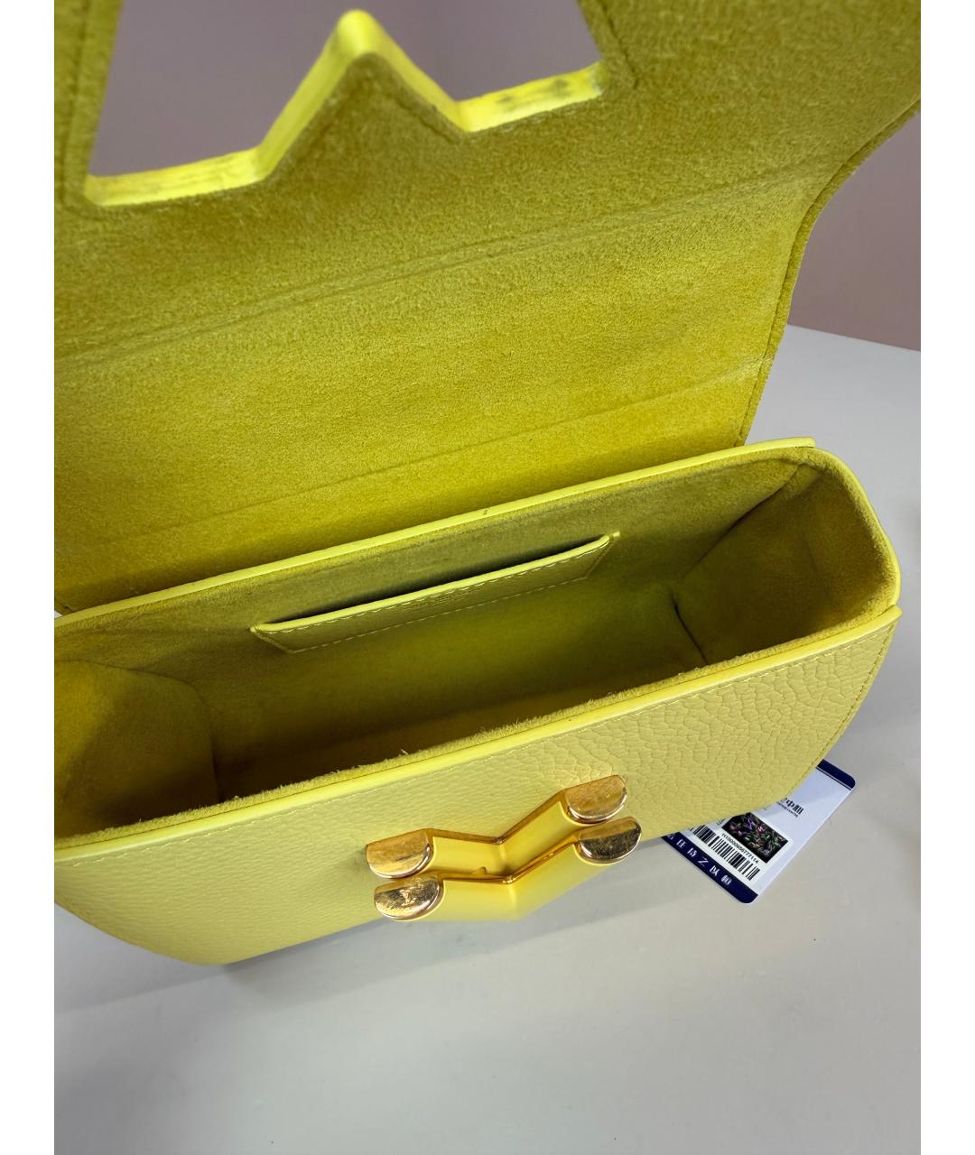 LOUIS VUITTON Желтая кожаная сумка с короткими ручками, фото 8