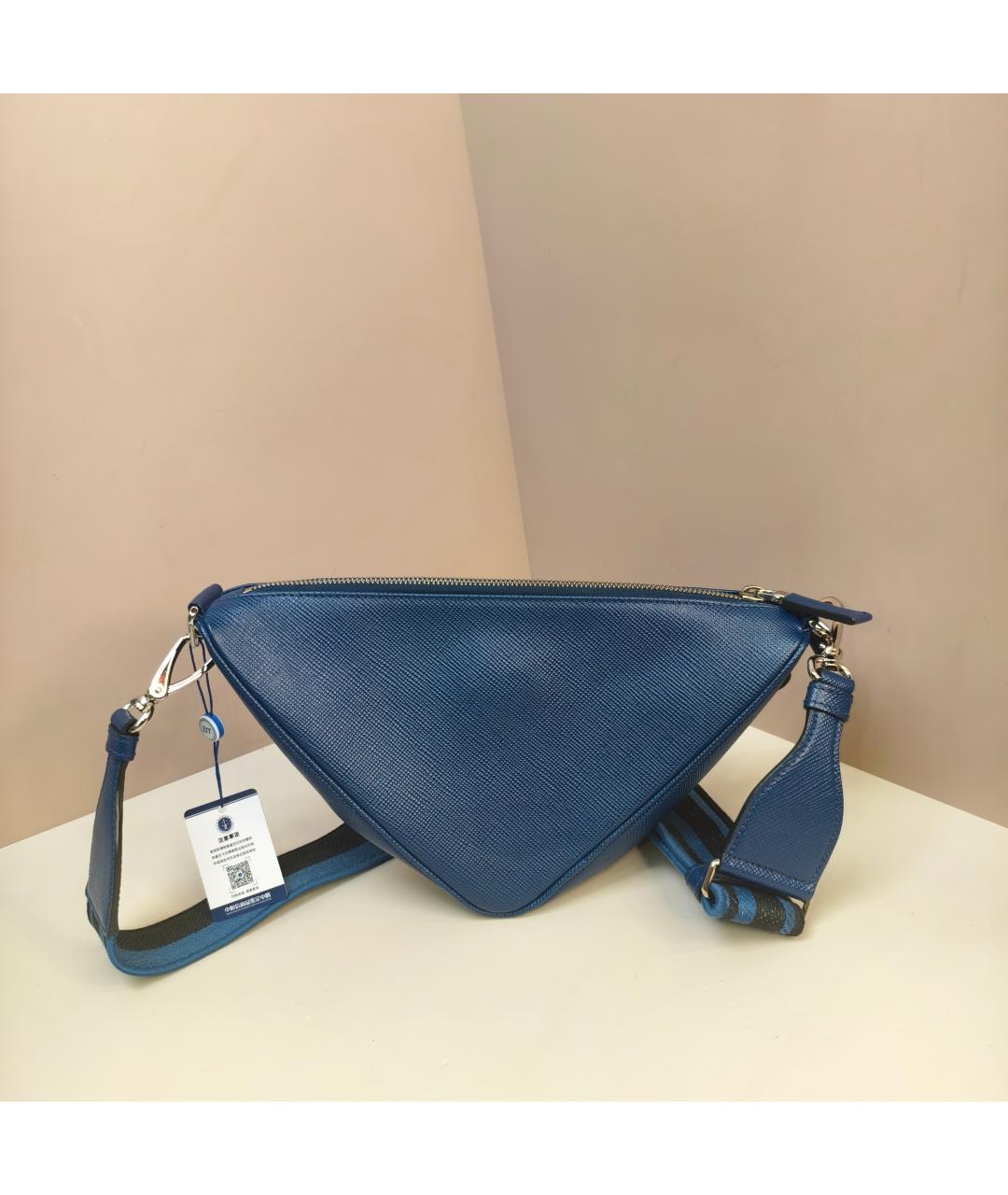 PRADA Темно-синяя кожаная сумка через плечо, фото 4