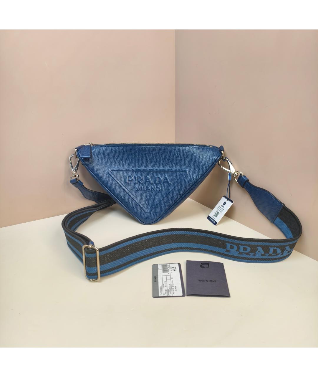 PRADA Темно-синяя кожаная сумка через плечо, фото 10