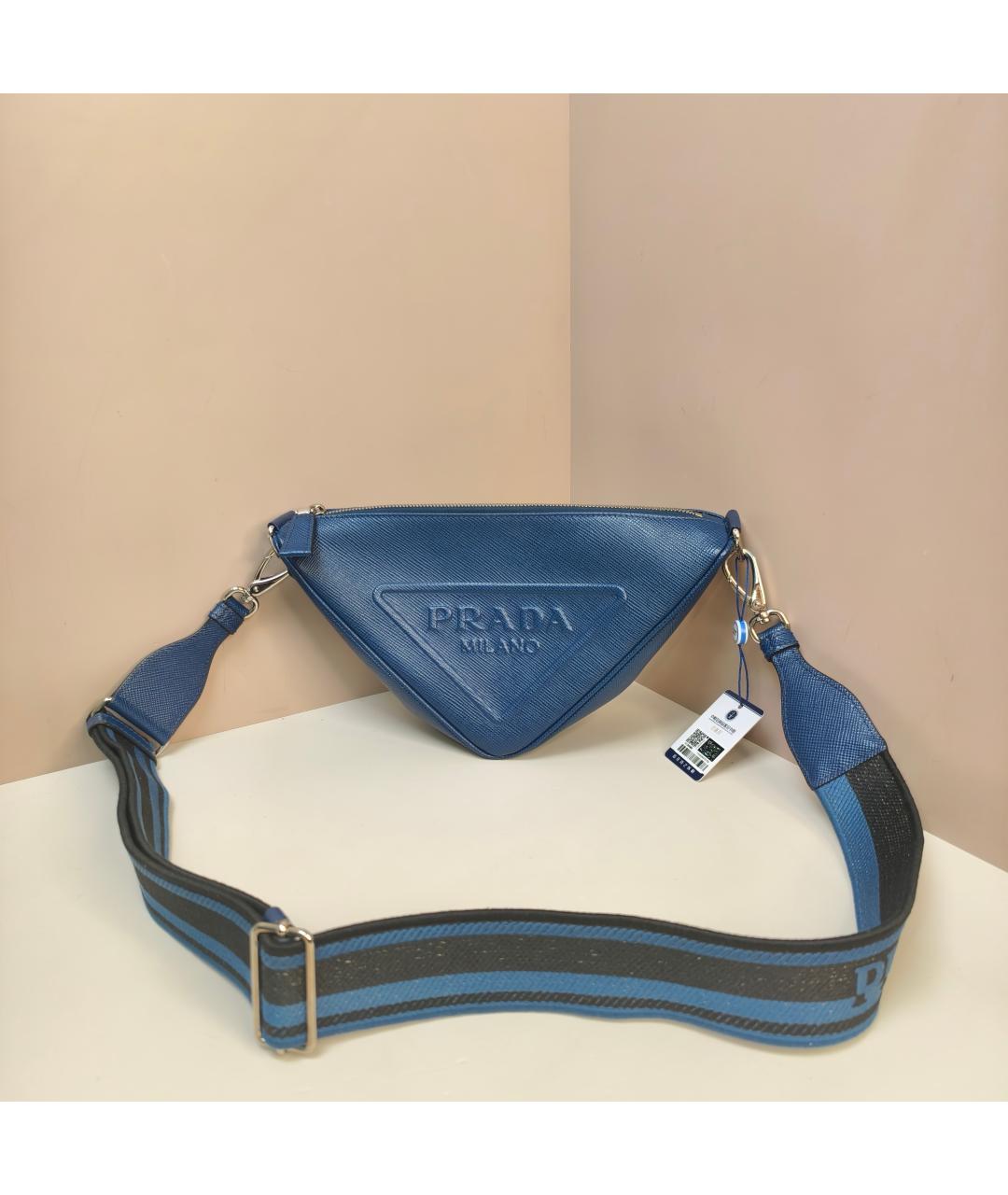 PRADA Темно-синяя кожаная сумка через плечо, фото 3