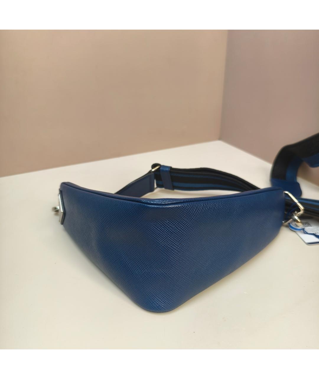 PRADA Темно-синяя кожаная сумка через плечо, фото 7