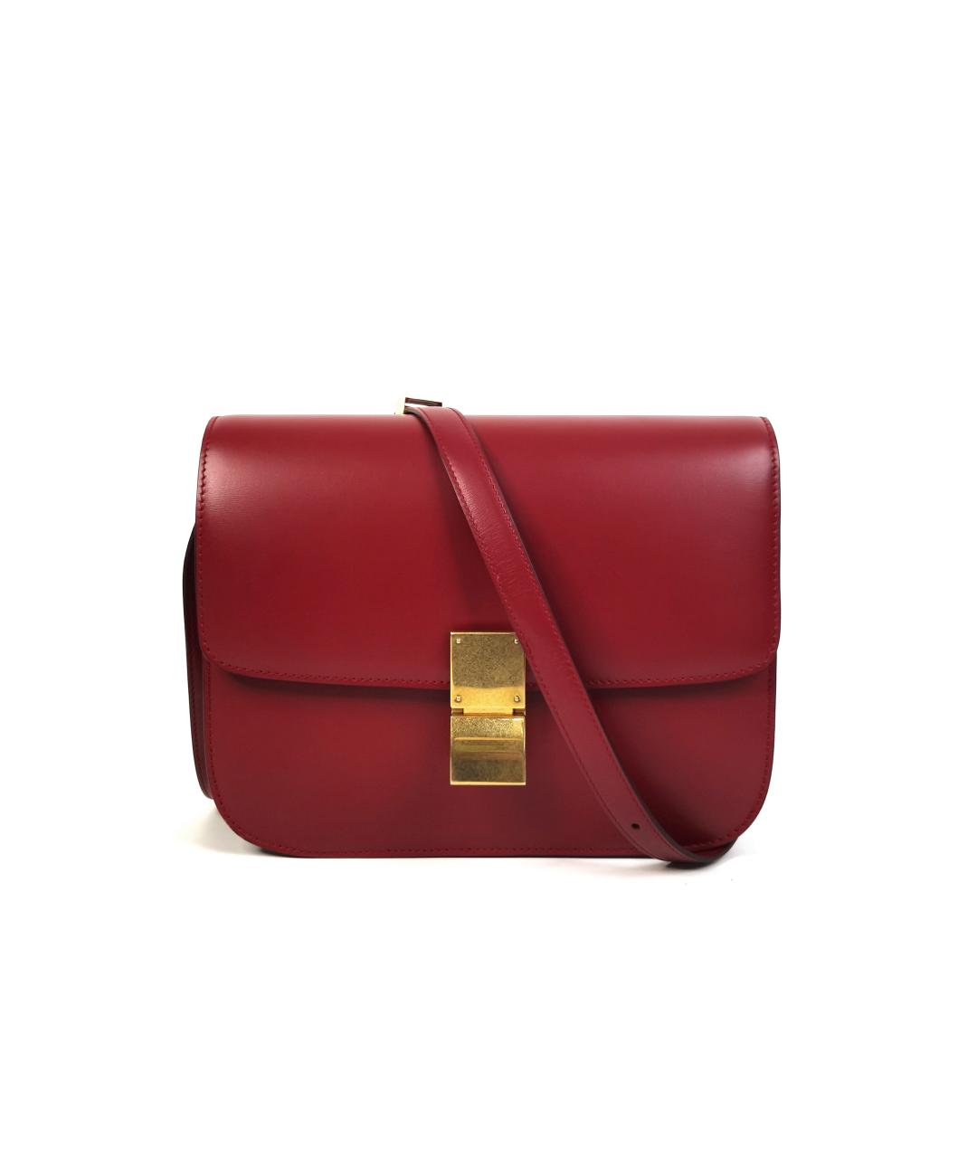 CELINE Бордовая кожаная сумка через плечо, фото 10