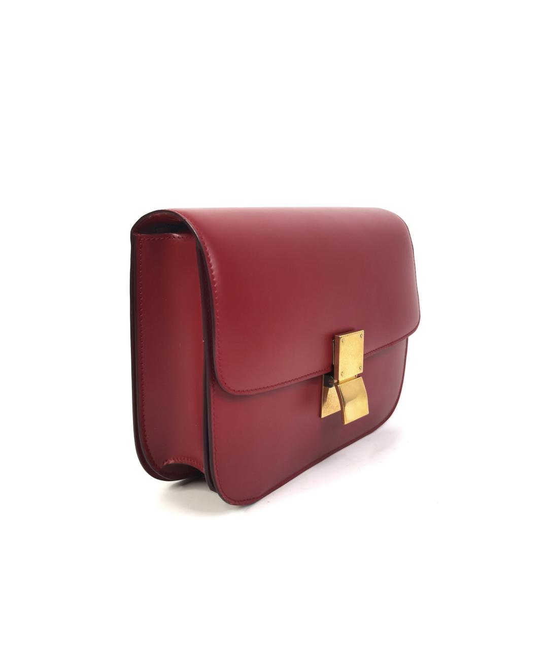 CELINE Бордовая кожаная сумка через плечо, фото 2