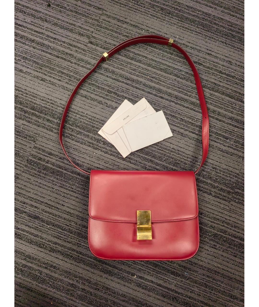 CELINE Бордовая кожаная сумка через плечо, фото 6