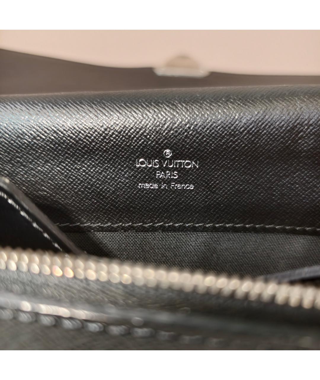 LOUIS VUITTON Черная кожаная сумка с короткими ручками, фото 6