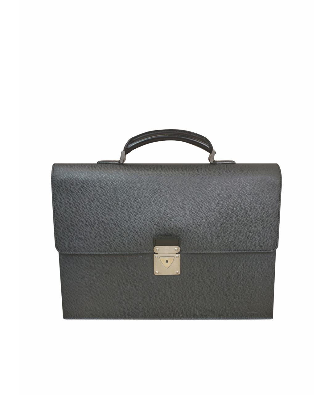 LOUIS VUITTON Черная кожаная сумка с короткими ручками, фото 1