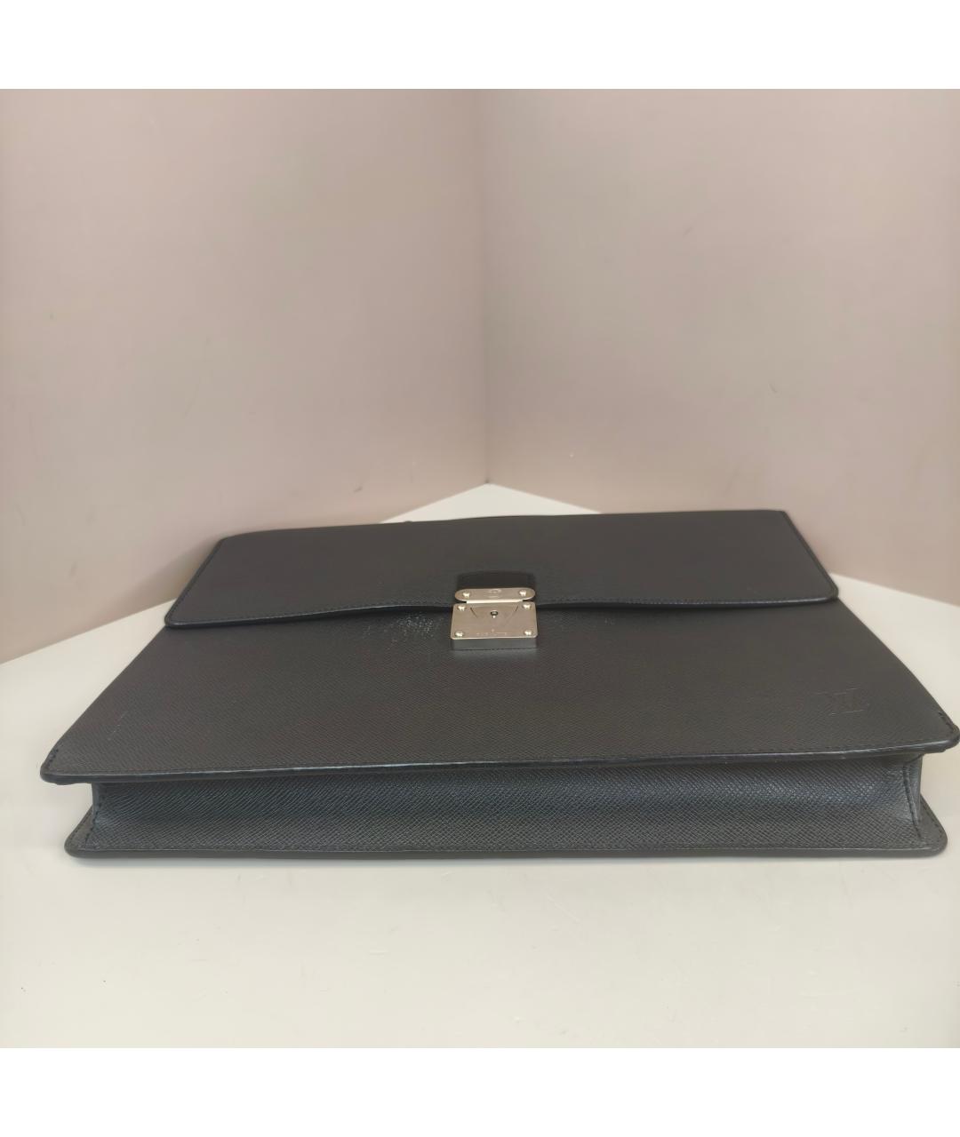 LOUIS VUITTON Черная кожаная сумка с короткими ручками, фото 8