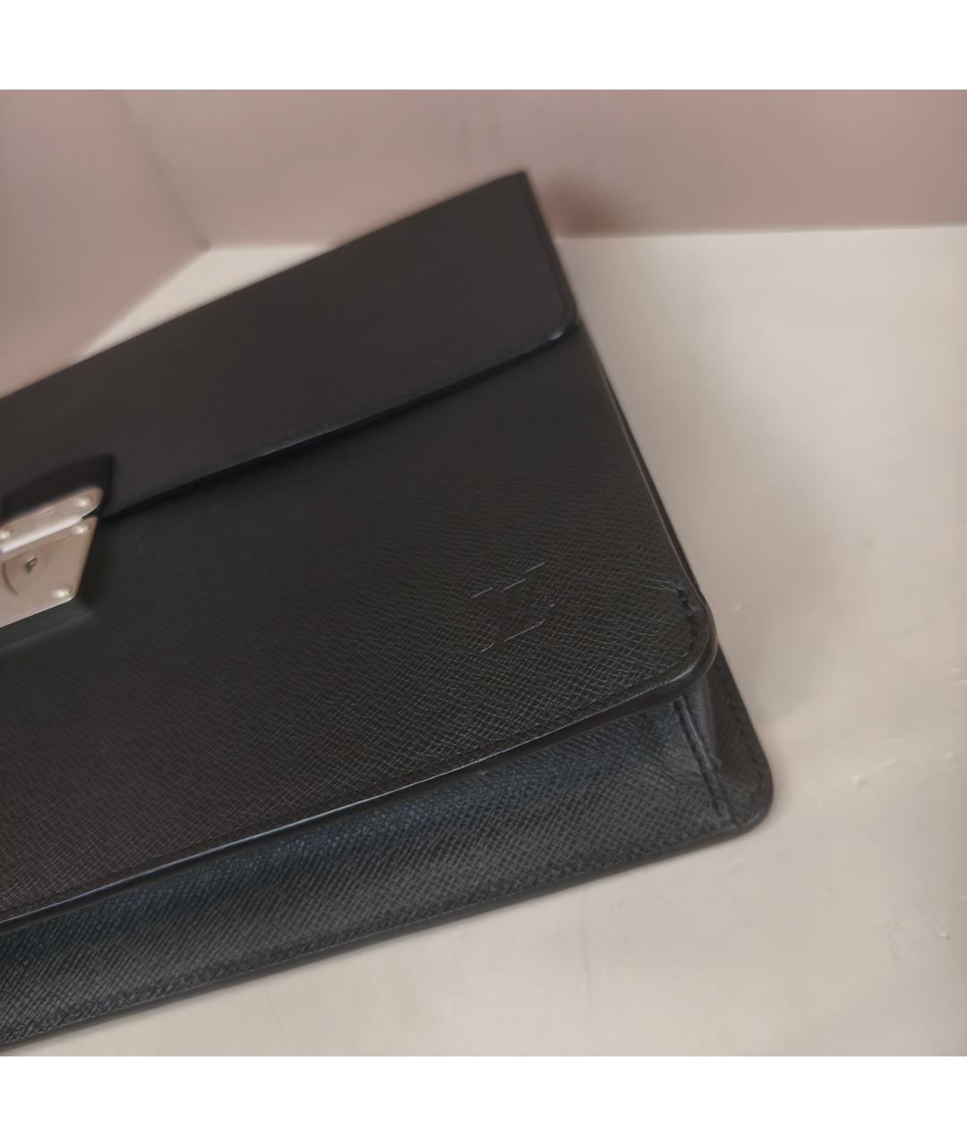 LOUIS VUITTON Черная кожаная сумка с короткими ручками, фото 2