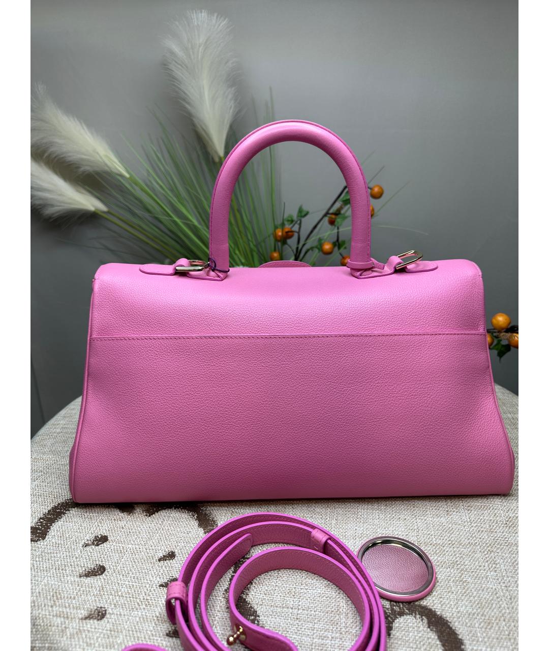 DELVAUX Розовая кожаная сумка с короткими ручками, фото 4
