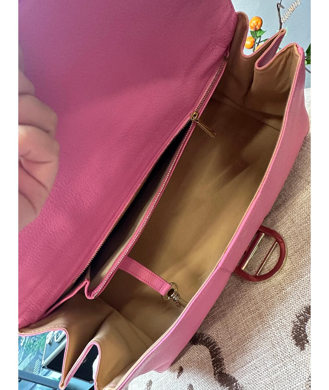 DELVAUX Розовая кожаная сумка с короткими ручками, фото 5