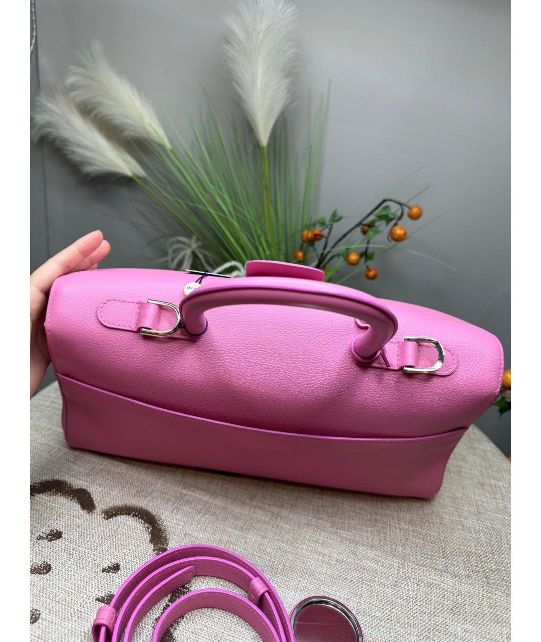 DELVAUX Розовая кожаная сумка с короткими ручками, фото 6