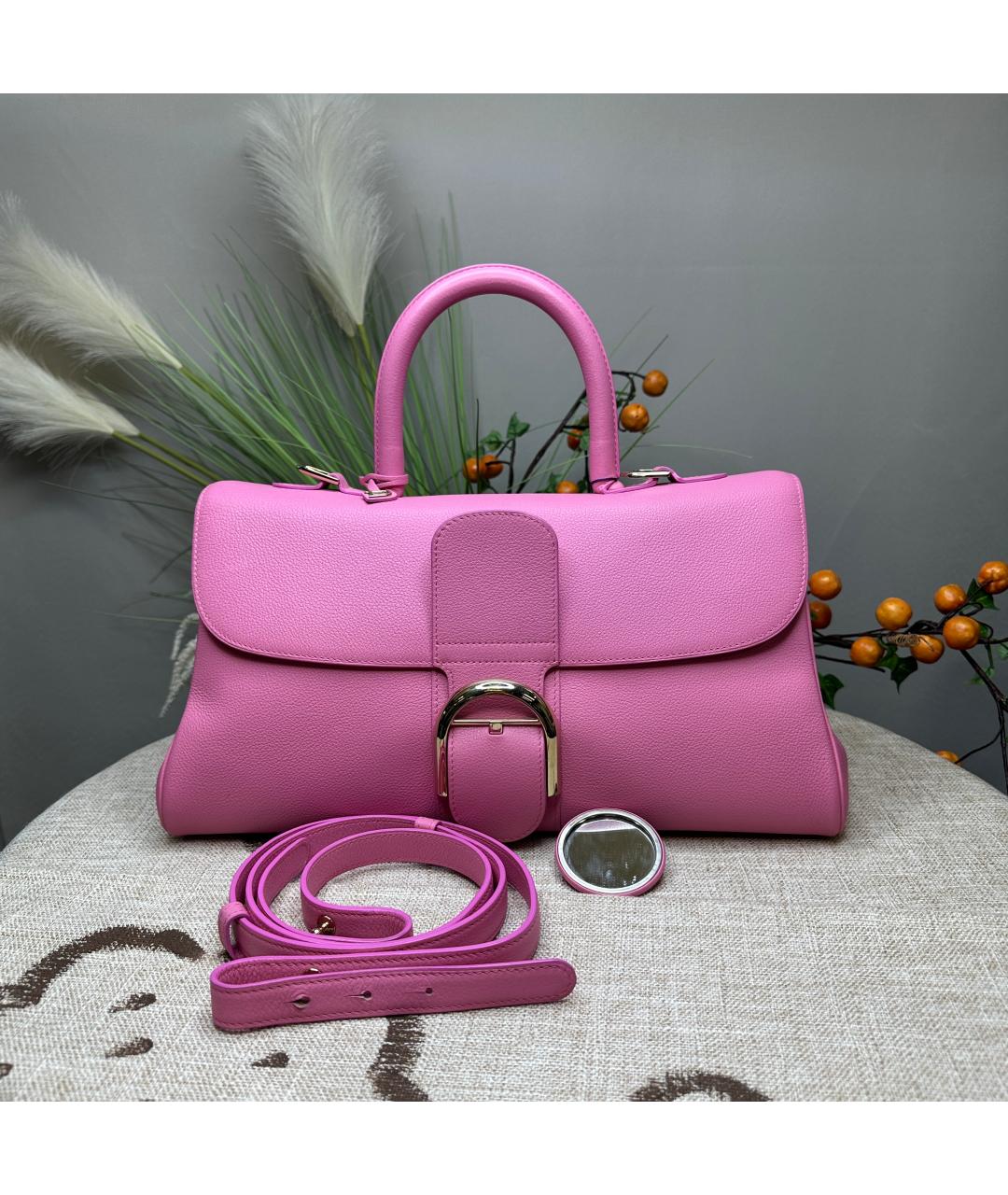 DELVAUX Розовая кожаная сумка с короткими ручками, фото 7