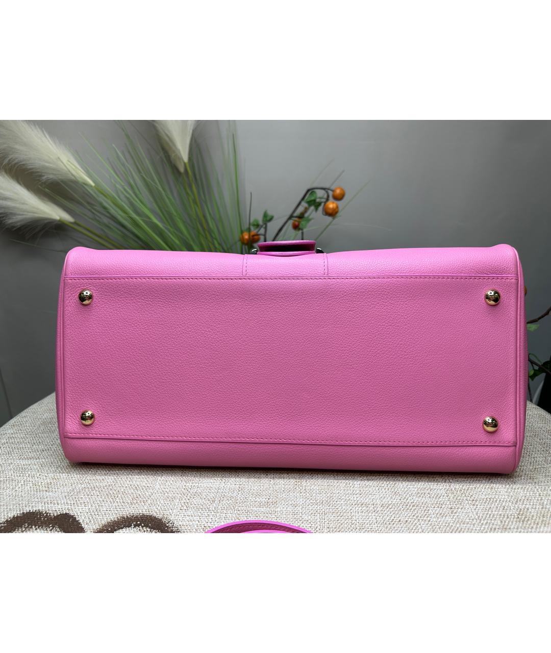 DELVAUX Розовая кожаная сумка с короткими ручками, фото 3