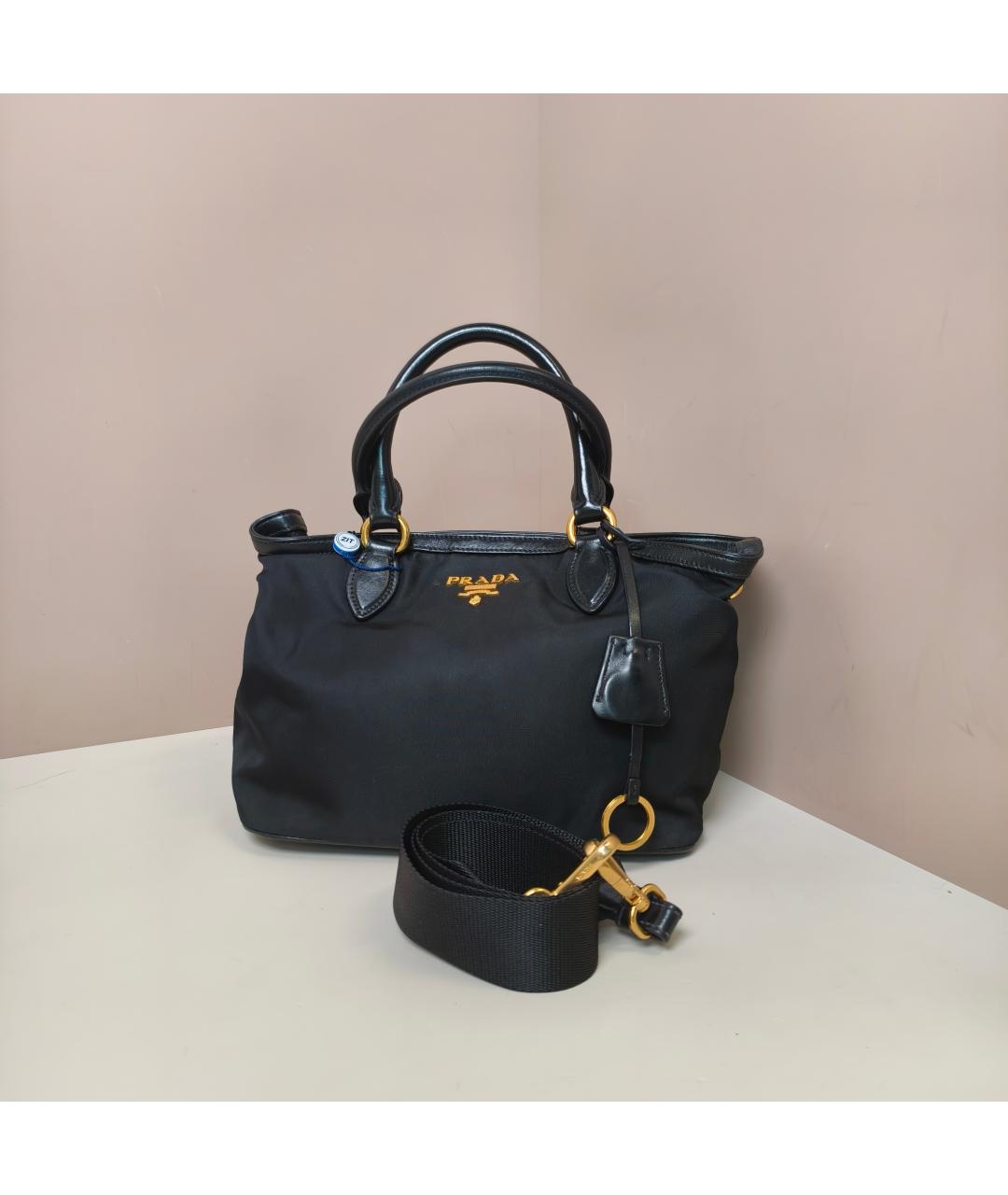 PRADA Черная тканевая сумка с короткими ручками, фото 10