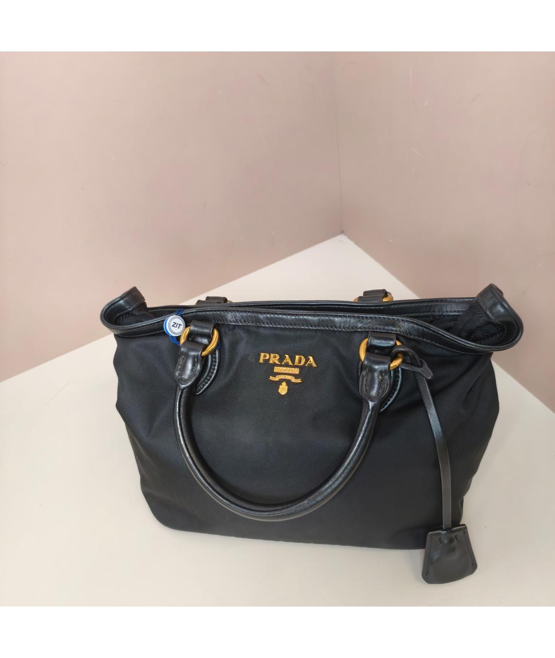 PRADA Черная тканевая сумка с короткими ручками, фото 5