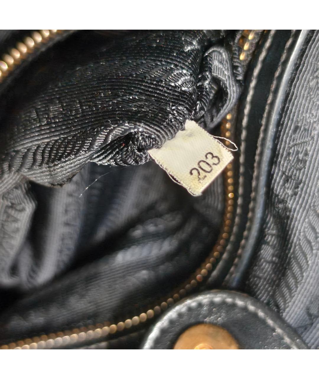 PRADA Черная тканевая сумка с короткими ручками, фото 4