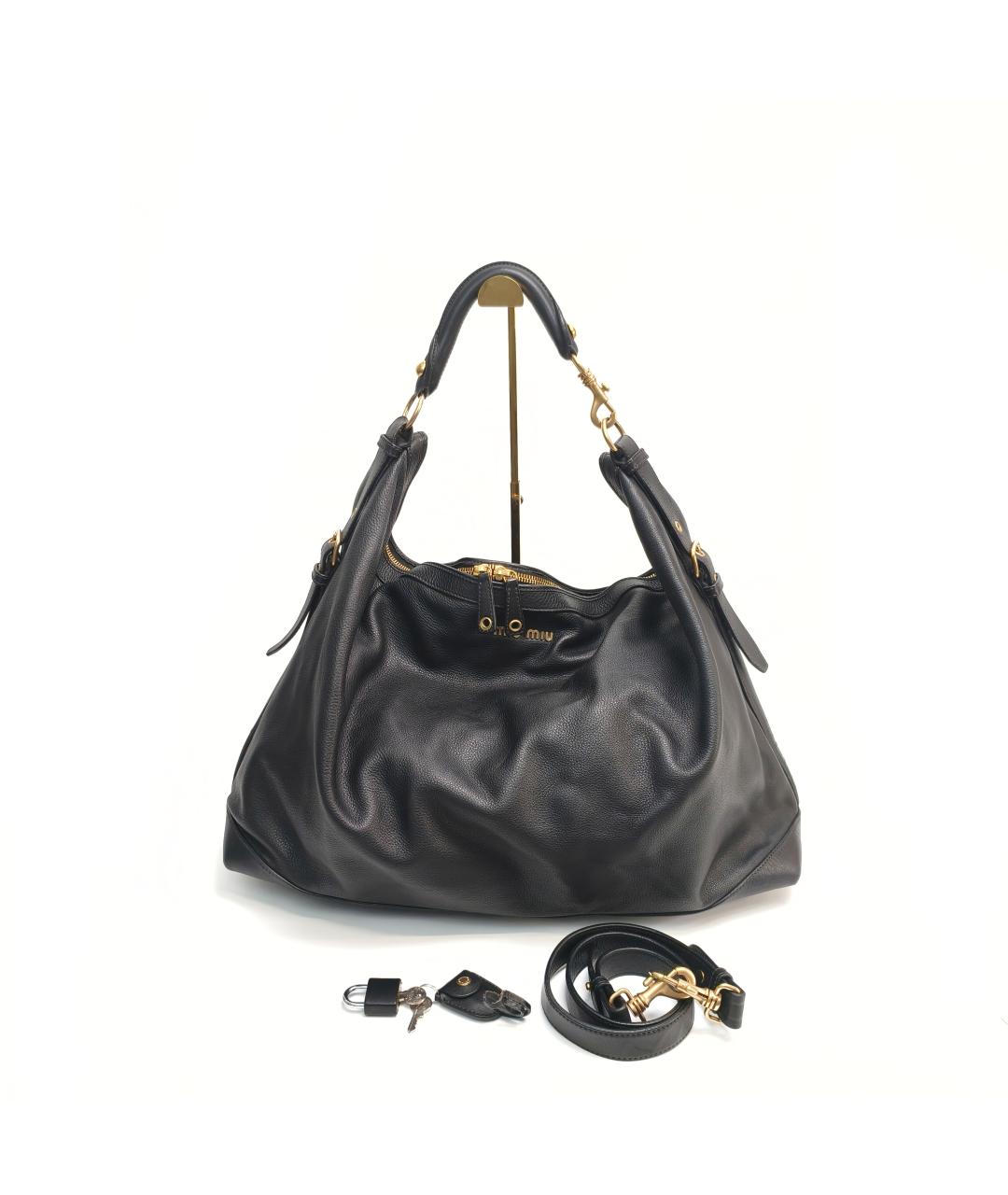 MIU MIU Черная кожаная сумка через плечо, фото 3