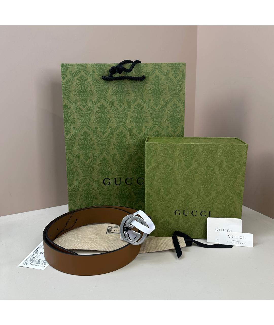 GUCCI Коричневый кожаный ремень, фото 3