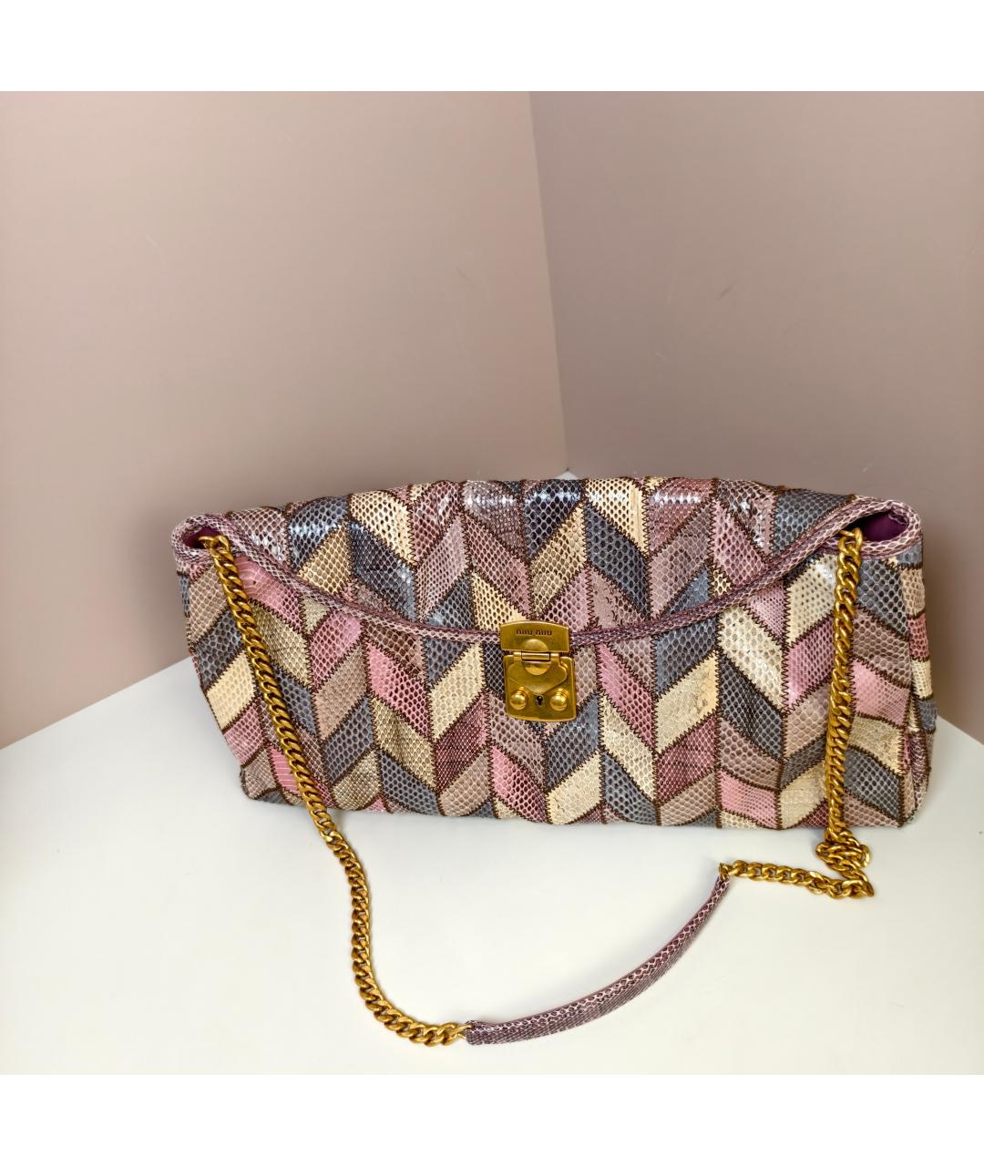 MIU MIU Розовая кожаная сумка через плечо, фото 10