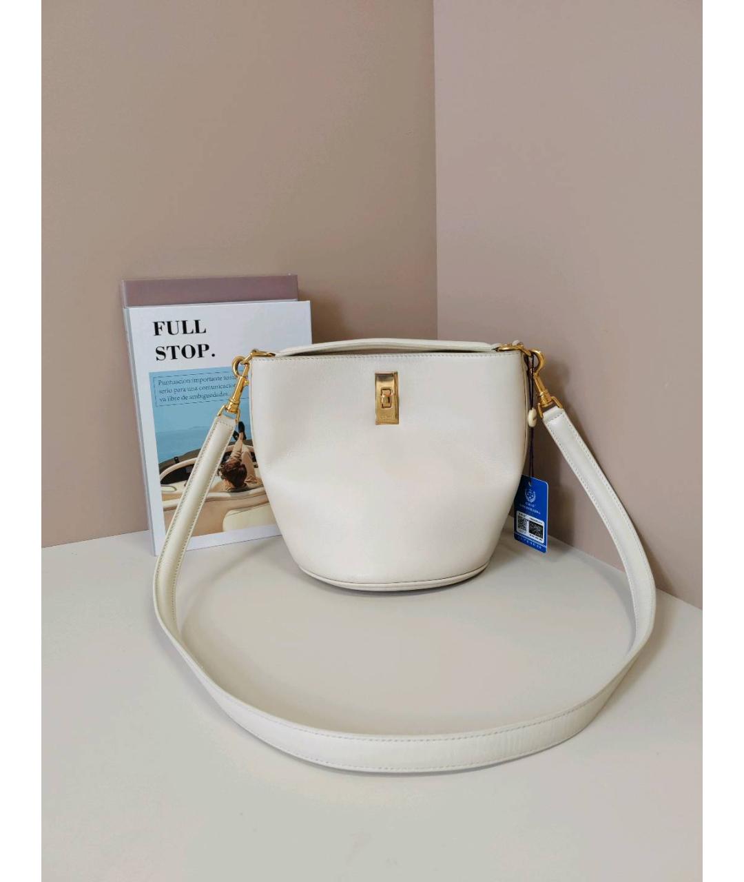 CELINE Белая кожаная сумка через плечо, фото 3