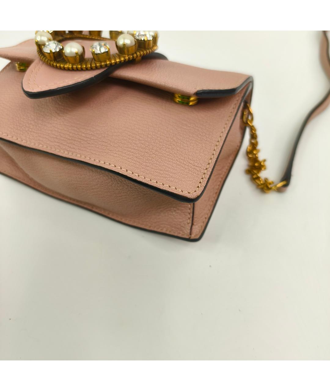 MIU MIU Розовая кожаная сумка через плечо, фото 8