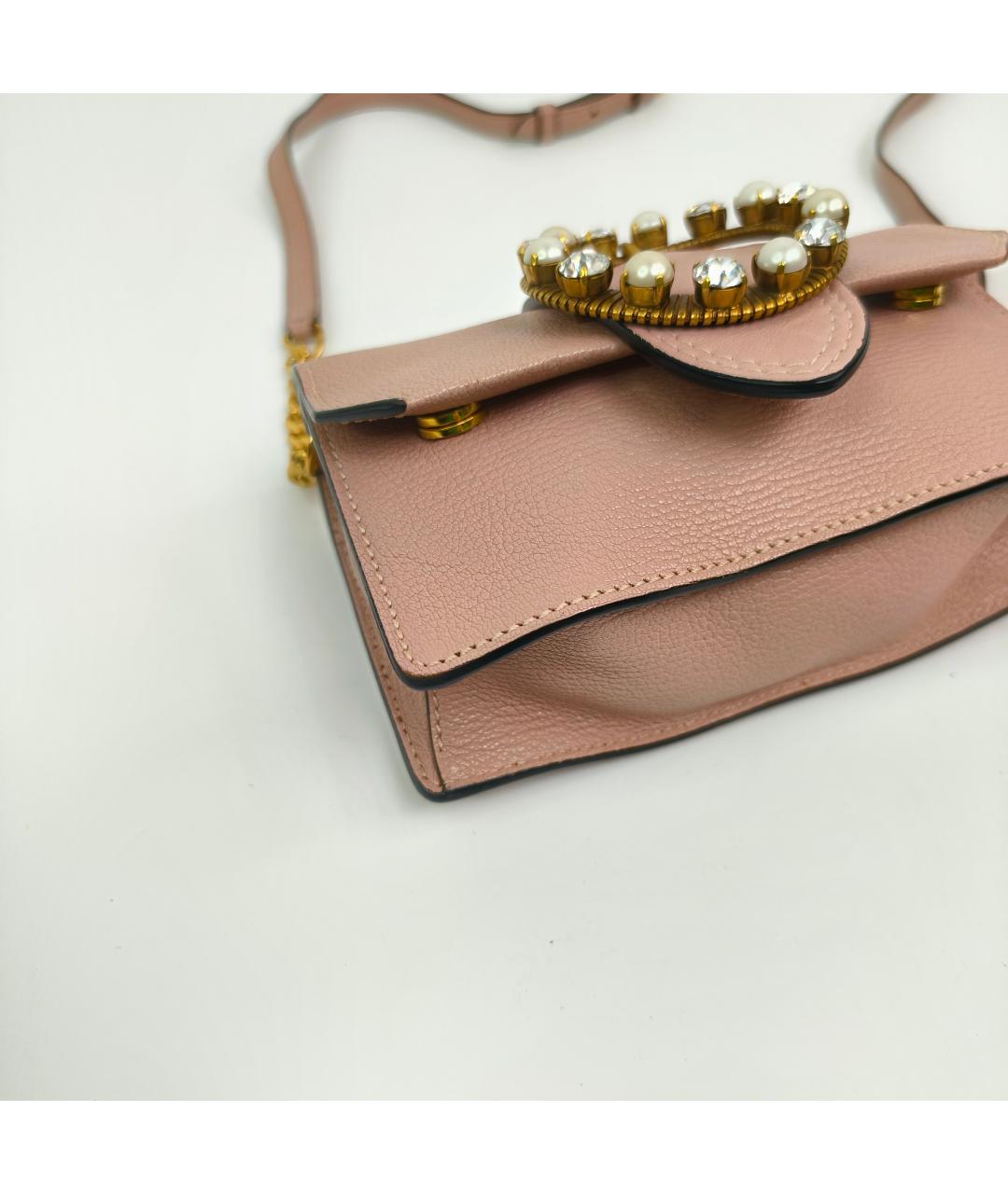 MIU MIU Розовая кожаная сумка через плечо, фото 4
