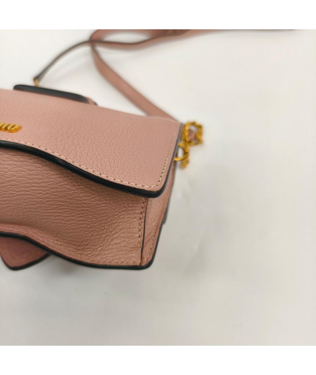 MIU MIU Розовая кожаная сумка через плечо, фото 5