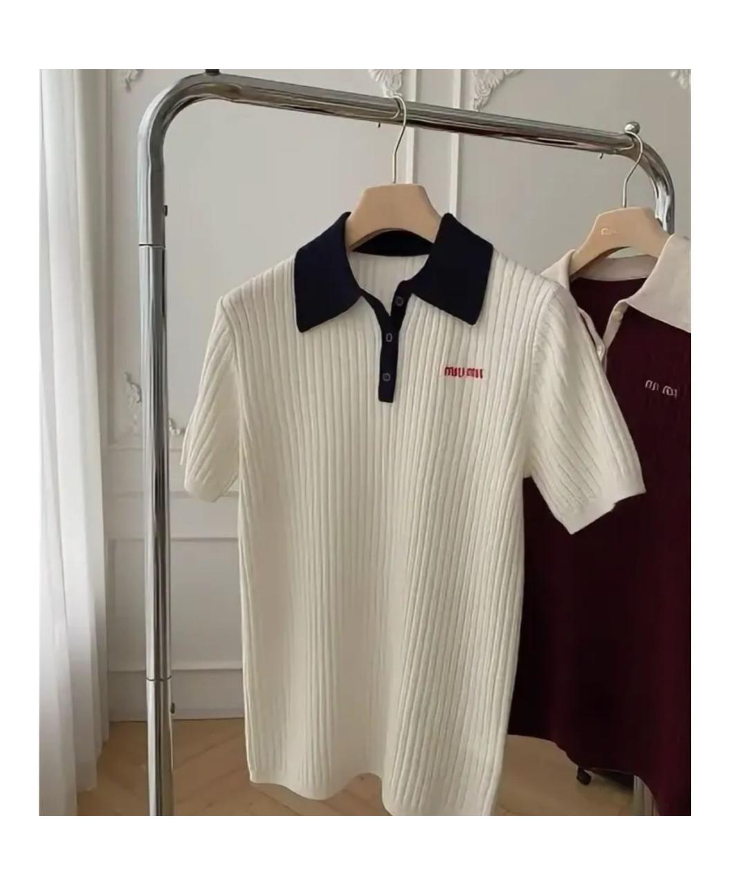 MIU MIU Белая хлопковая футболка, фото 2