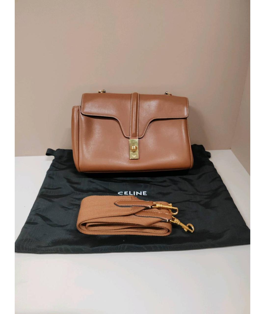 CELINE Коричневая кожаная сумка через плечо, фото 4