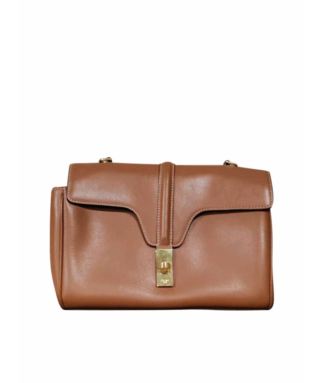 CELINE Коричневая кожаная сумка через плечо, фото 1