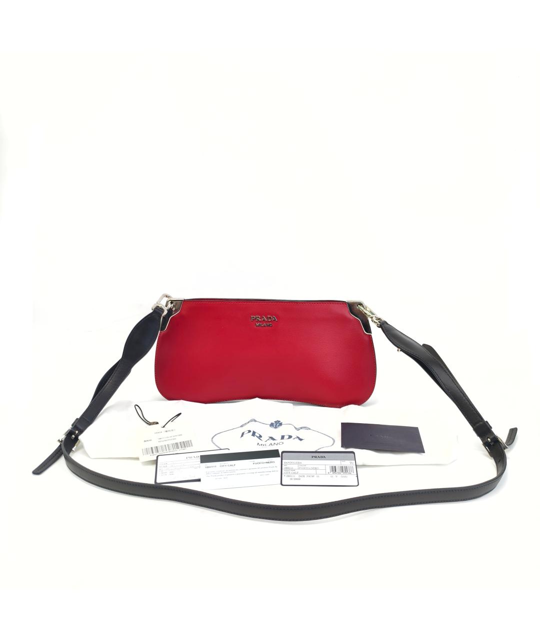 PRADA Красная кожаная сумка через плечо, фото 5
