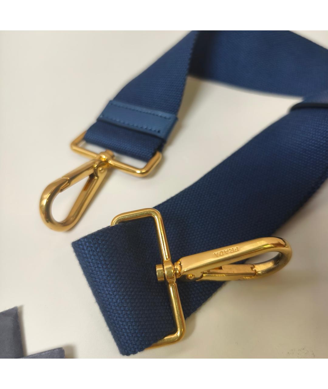 PRADA Темно-синяя тканевая сумка с короткими ручками, фото 4