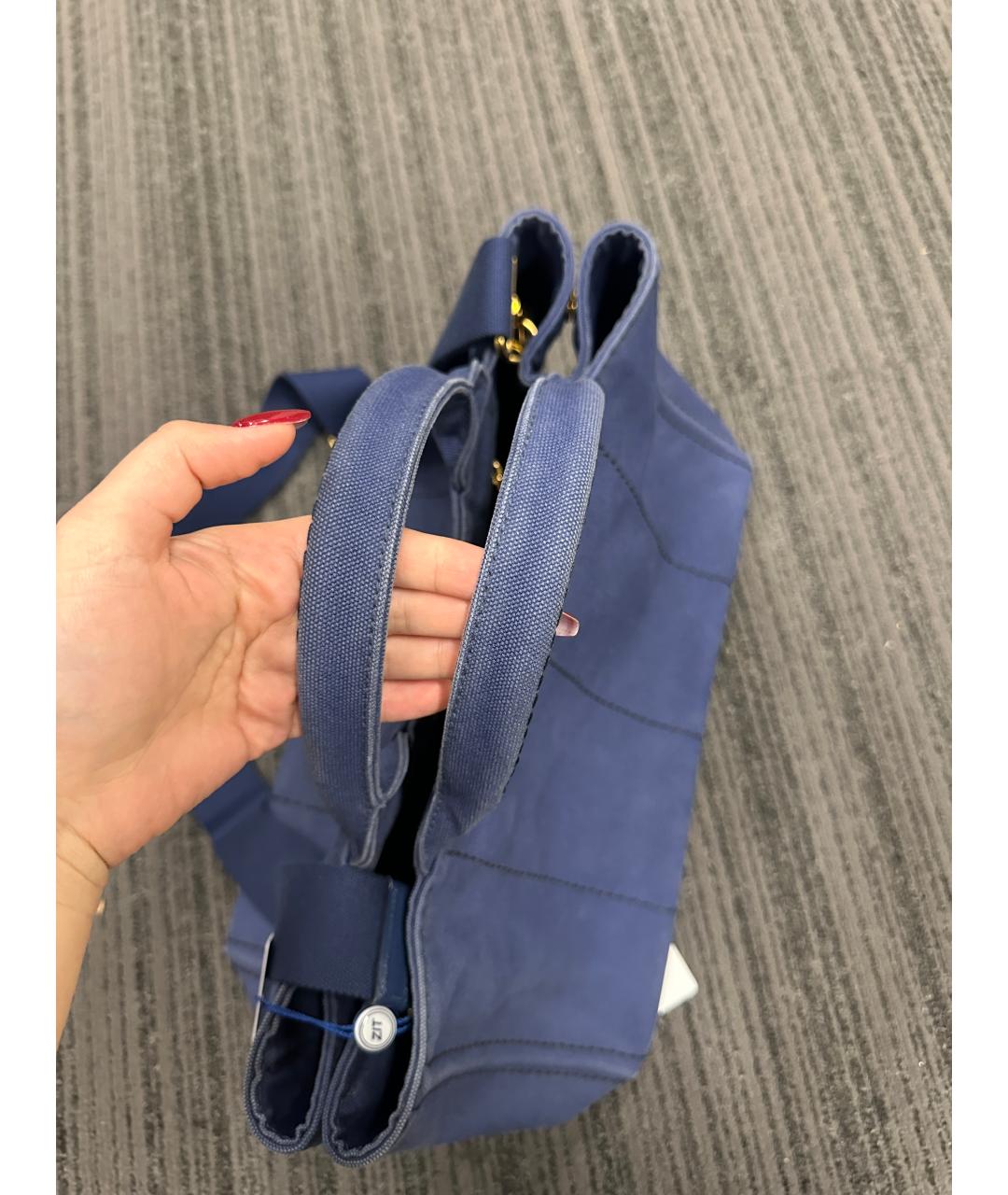 PRADA Темно-синяя тканевая сумка с короткими ручками, фото 3