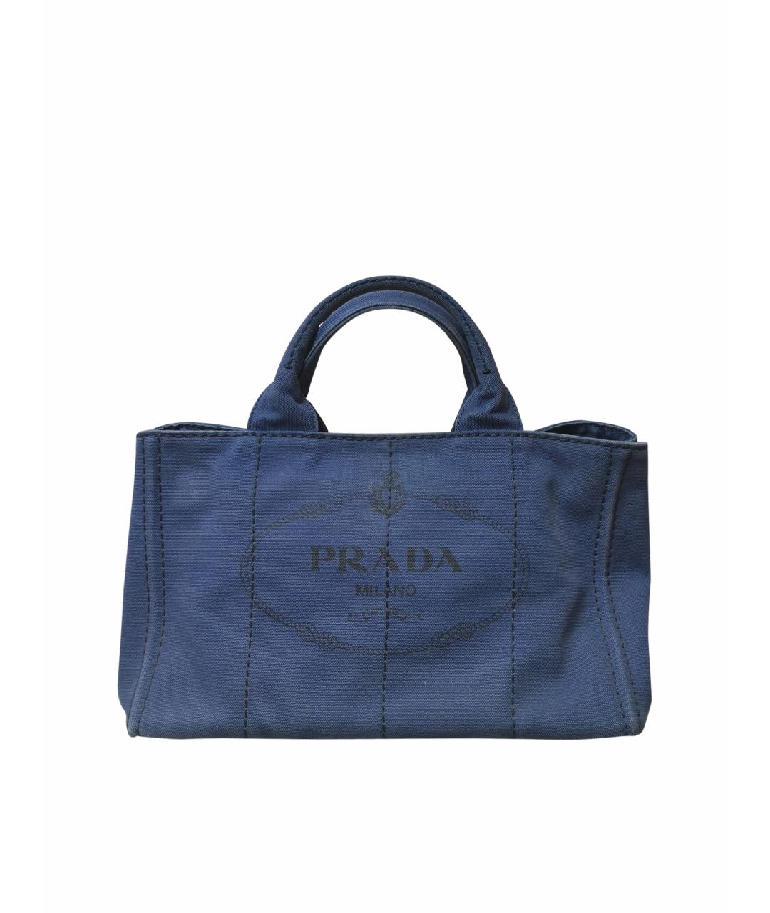 PRADA Темно-синяя тканевая сумка с короткими ручками, фото 1