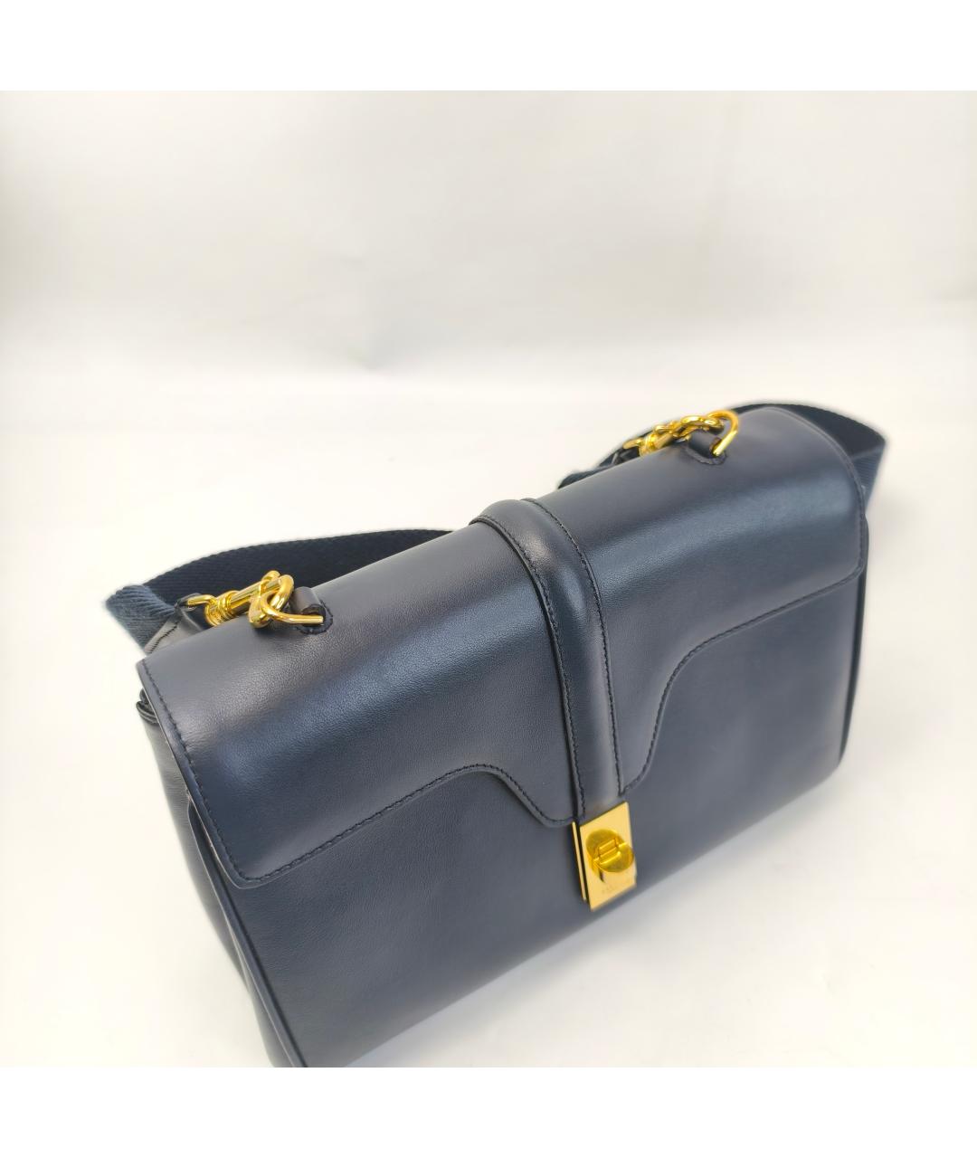 CELINE Темно-синяя кожаная сумка через плечо, фото 7