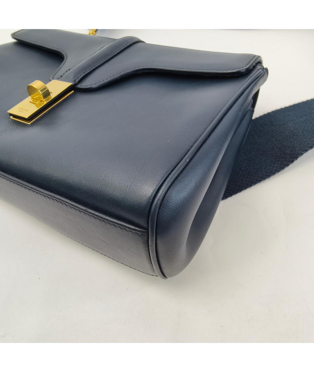 CELINE Темно-синяя кожаная сумка через плечо, фото 4