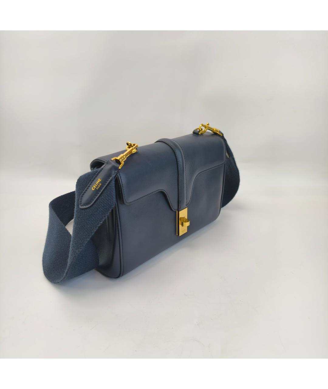 CELINE Темно-синяя кожаная сумка через плечо, фото 2