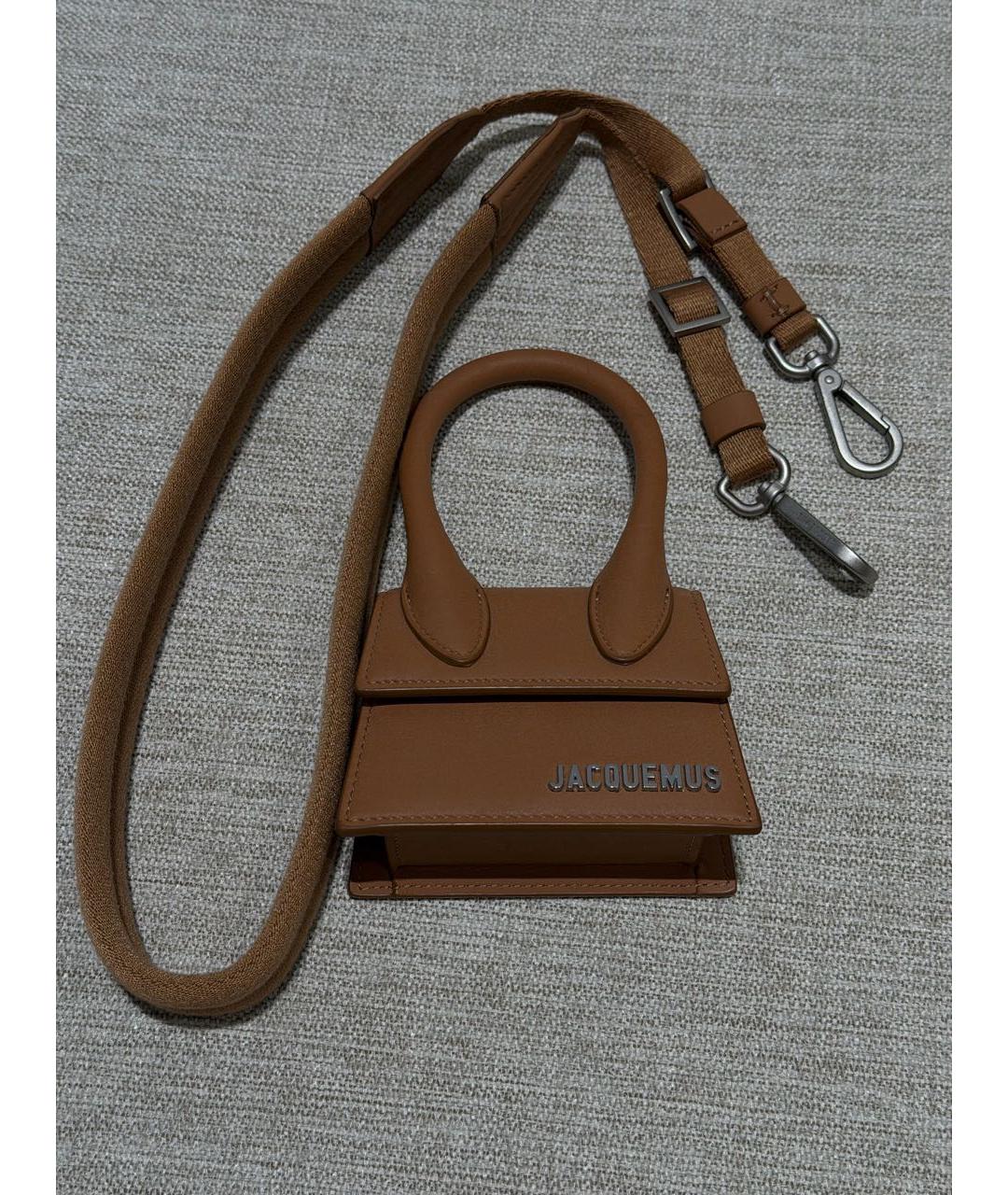 JACQUEMUS Коричневая кожаная сумка через плечо, фото 5