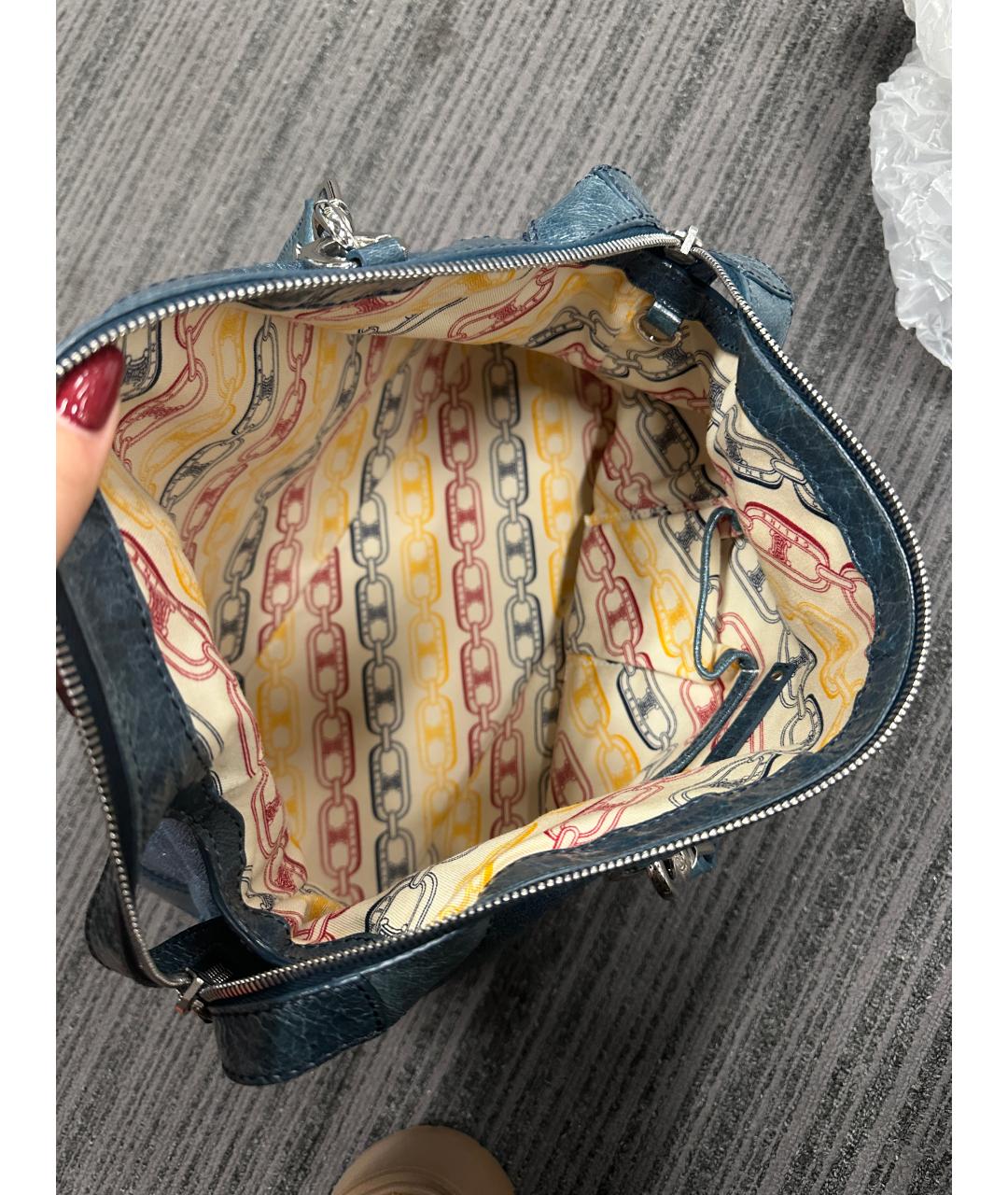 CELINE Темно-синяя кожаная сумка через плечо, фото 3