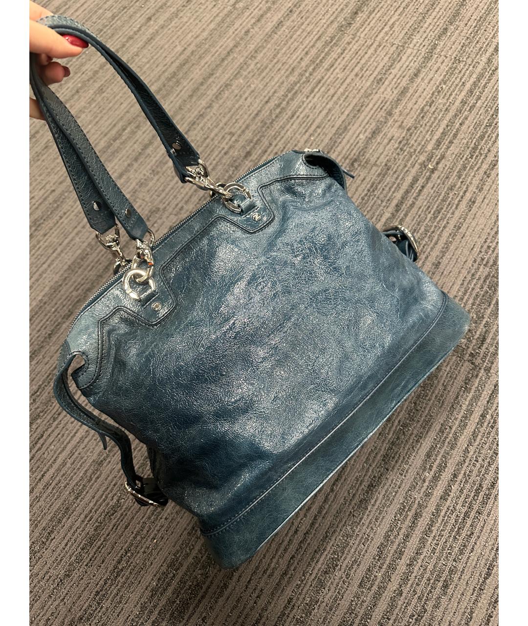 CELINE Темно-синяя кожаная сумка через плечо, фото 6