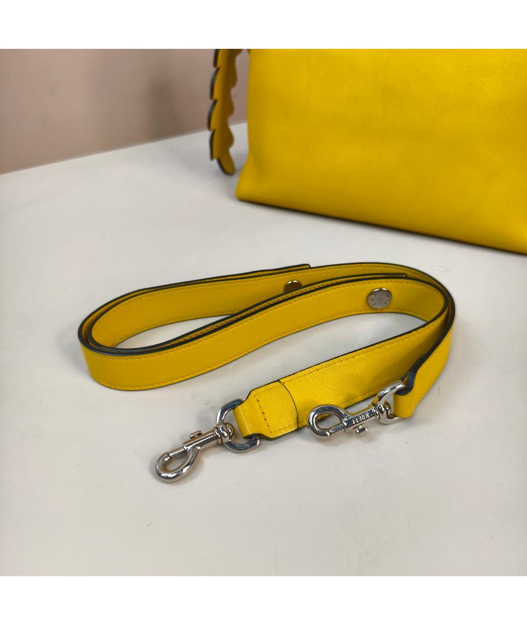 FENDI Желтая кожаная сумка через плечо, фото 3