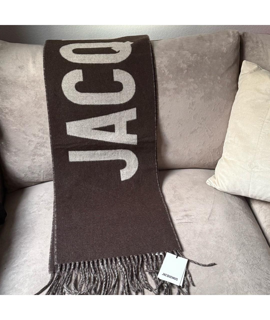 JACQUEMUS Коричневый шерстяной шарф, фото 2