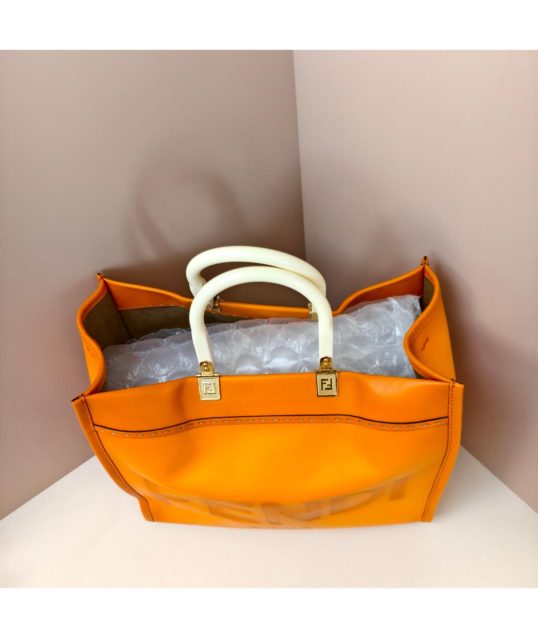 FENDI Оранжевая кожаная сумка через плечо, фото 7