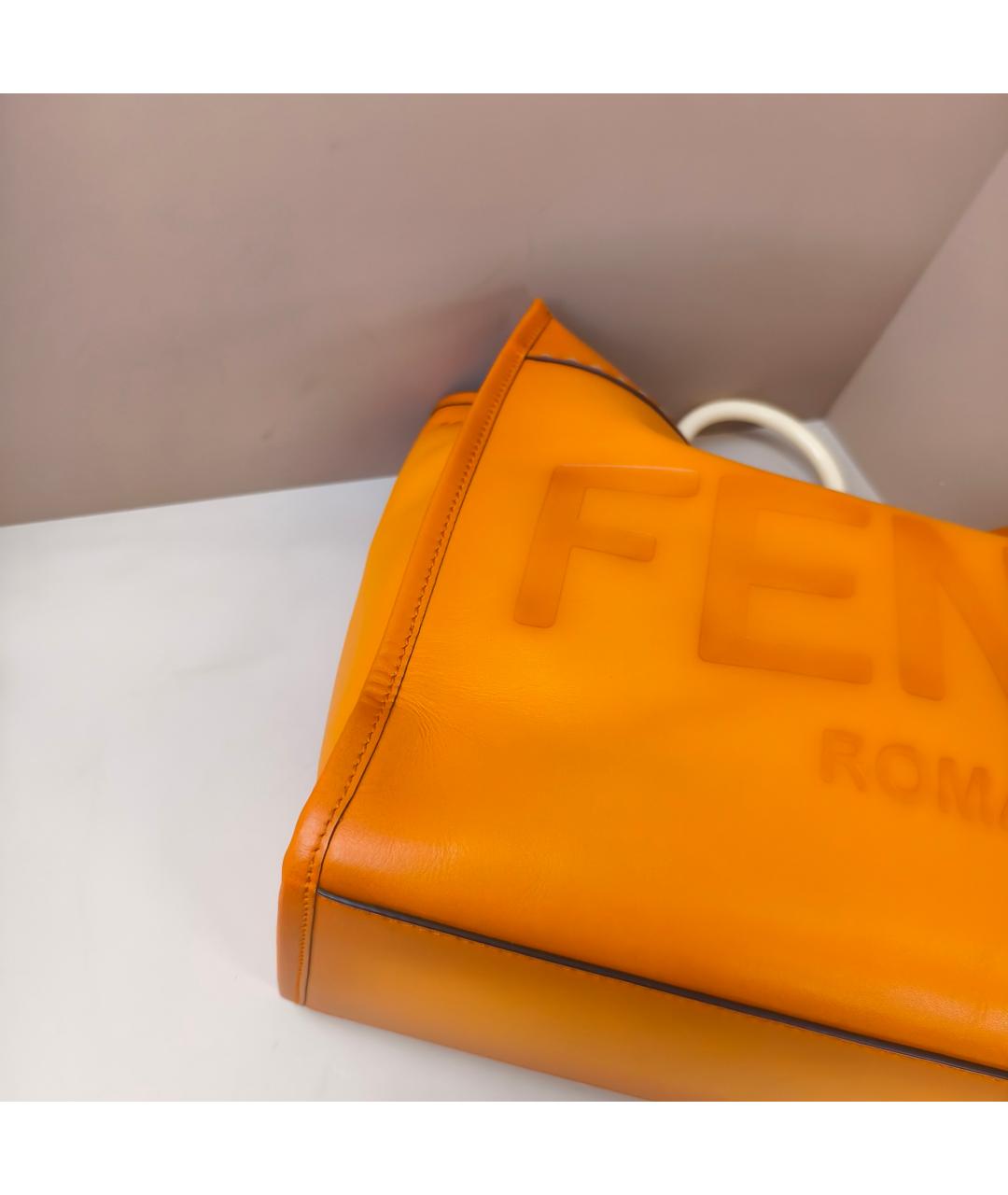 FENDI Оранжевая кожаная сумка через плечо, фото 8