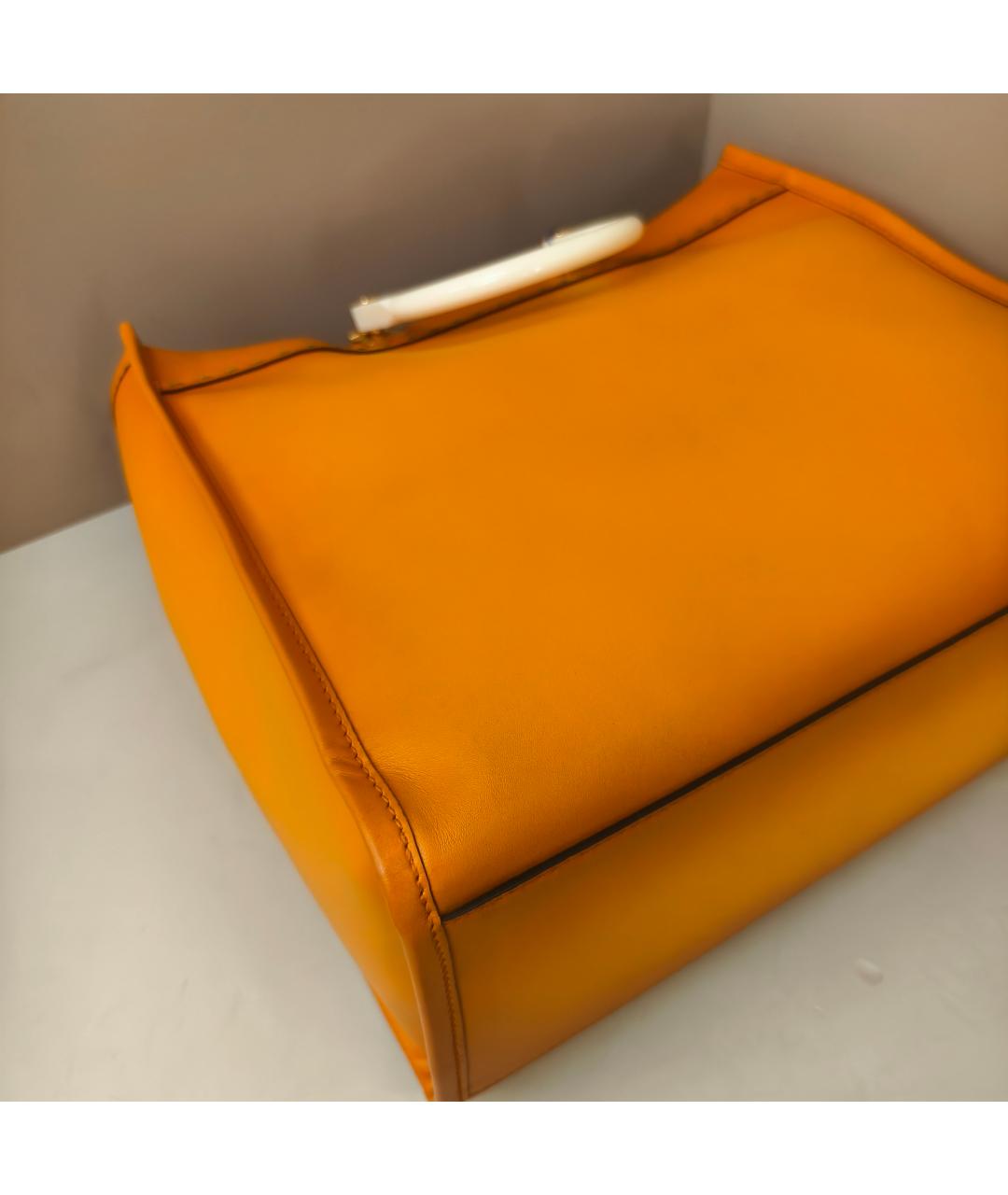 FENDI Оранжевая кожаная сумка через плечо, фото 9